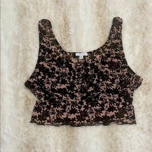 TOPSHOP
Floral Mesh Ruched Neck Crop Top In Multi